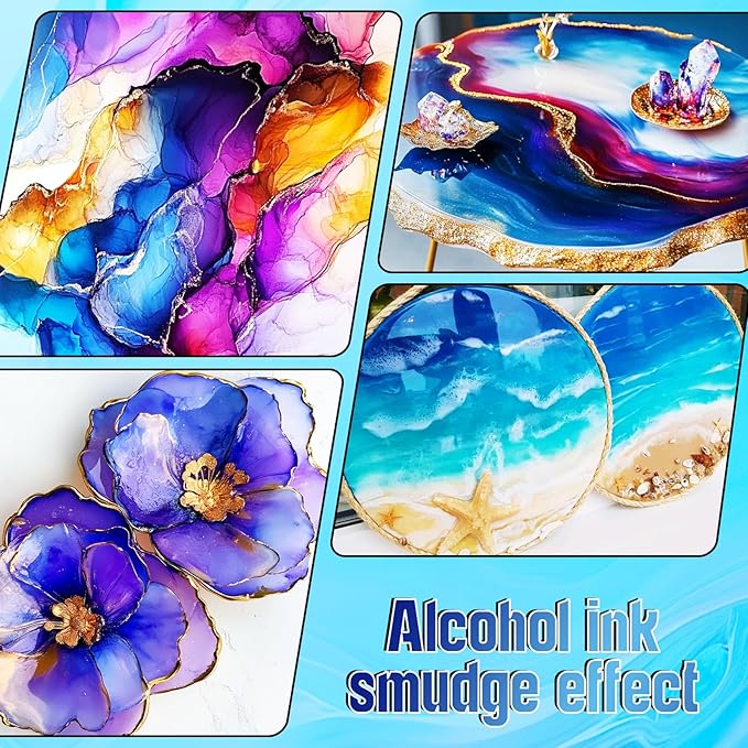 Alcohol Ink - 54 Vibrant Colors Alcohol Ink Set for Epoxy Resin, Pearl Colors Long Last Epoxy Dye for Resin Art, Tumblers, Petri Dish Making, Painting - Safe and Non Toxic - 10ml