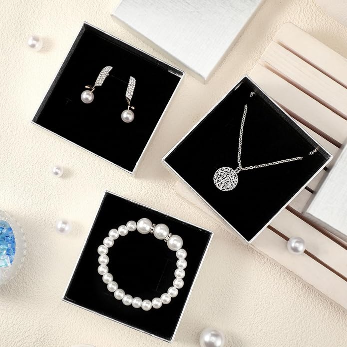 Tenceur 100 Pcs Valentines Jewelry Gift Boxes Bulk Kraft Jewelry Cardboard Box for Necklace Earring Bracelet Storage Package