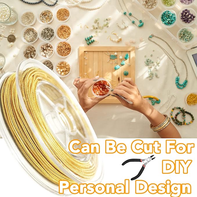 Jishi 33ft Gold Snake Chain 1.2mm Jewelry Making Chains for Necklace Bracelet DIY Jewelry Supplies Findings - Gold Plated Round Snake Cable Chain Link Roll w/Lobster Clasps, Cord Ends & Jump Rings