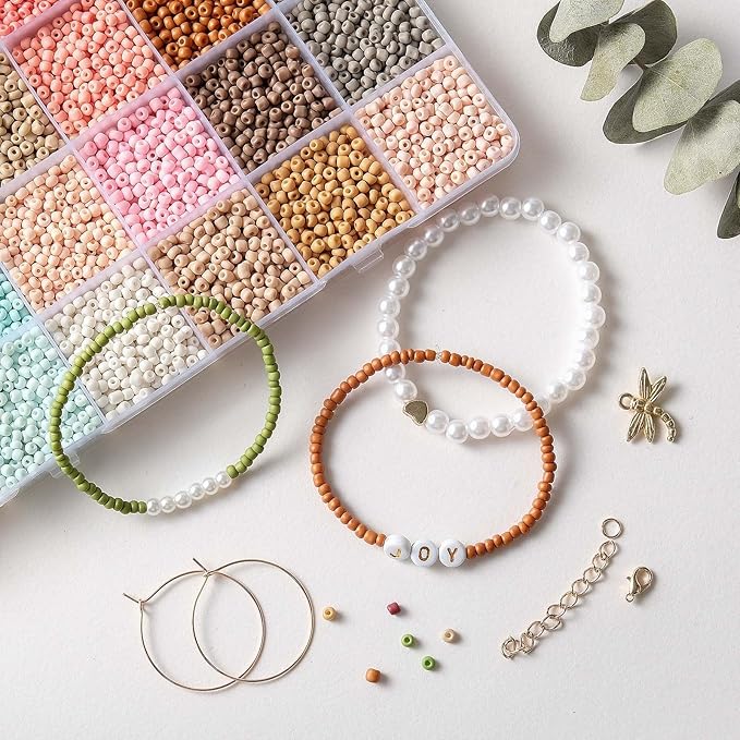 TEXGIZRLY 3mm Seed Beads for Bracelets Making, Friendship Bracelet Making Kit for Girls, 24 Colors Bead Bracelet Kit, Beads for Jewelry Making Kit, DIY, Arts, Crafts Gifts Age 4+ (3MM-B)