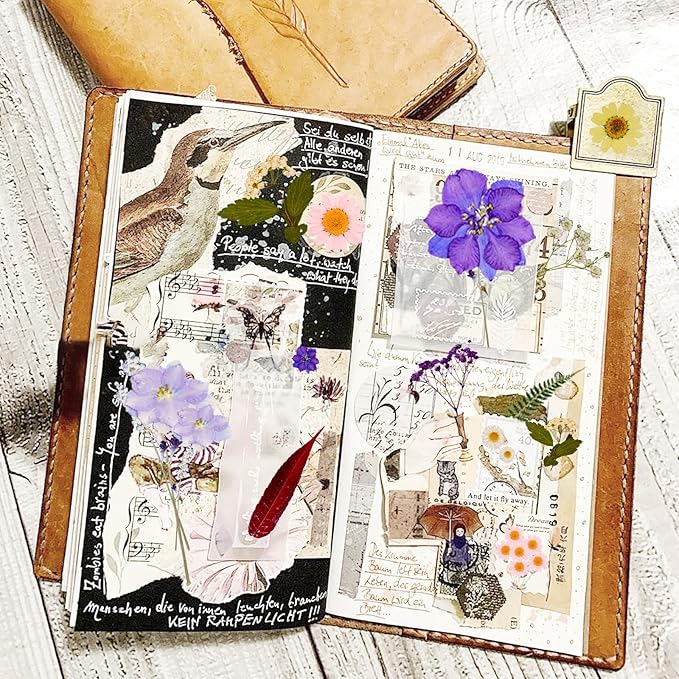 Dried Pressed Flowers Real Pressed Flowers Natural Dry Leaves Bulk Mixed Colorful Herbs Kit with Tweezers for Scrapbooking DIY Candle Jewelry Crafts Making Nails