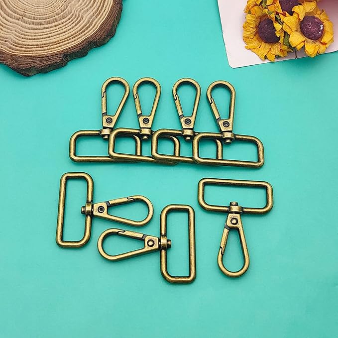12pcs 1.25" Inside Diameter D Ring Lobster Clasp Claw Swivel Clasps Claw for Push Gate Snap Hooks Trigger Clips Swivel Snap Fashion Clips DIY Crafts Supplies(Antique Bronze)