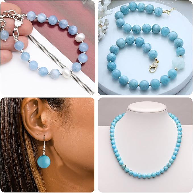 8mm Natural Stone Beads for Jewelry Making,Flower Jade Polished Smooth Round Gemstone Beads for Bracelet Necklace 15 Inch