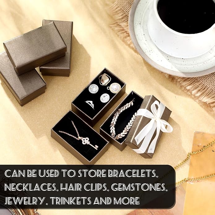 Tenceur 100 Pcs Valentines Jewelry Gift Boxes Bulk Kraft Jewelry Cardboard Box for Necklace Earring Bracelet Storage Package