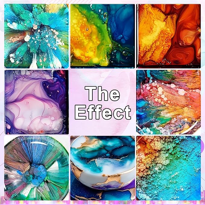 Alcohol Ink - 12 Vibrant Colors Alcohol Inks for Resin, Fast-Drying High Concentrated Resin Color Pigment for Epoxy Resin, Tumbler Making, Fluid Art Painting, Resin Art, Coaster - 0.35Fl oz