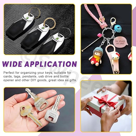 Swpeet 60 Pcs Gold Assorted Multi-Purpose Metal Keychain Rings Split Keyrings Flat O Ring for Home Car Keys Attachments Keys Pendants - 20mm, 25mm, 30mm, 35 mm, 38 mm