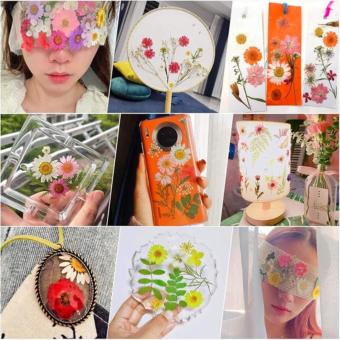 Thrilez 100Pcs Dried Pressed Flowers for Resin Crafts, Small Dried Flower Natural Herbs Pressed for Scrapbooking Greeting Card DIY Bookmark Resin Epoxy Accessories Nails Decor Soap and Candle Making
