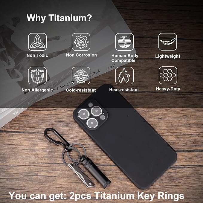 Titanium Key Rings Heavy Duty Side Push Split Key Chain Rings for Key Carabiner Quick Release Keychain Rings