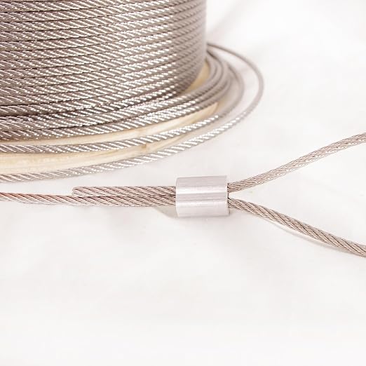 1/8“ Wire Rope 500 Ft,316 Stainless Steel Cable,Aircraft Cable,Steel Wire,7x7 Strand Core,1600 lbs Breaking Strength for Outdoor,Yard and Crafts