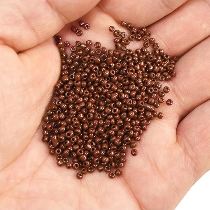 Mandala Crafts 8/0 Glass Seed Beads for Professional Beadwork, 6000 Brown Glass Beads