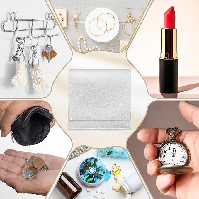 PATIKIL 20 Pack PU Leather Jewelry Pouch, 3" x 3" Envelope Style Jewelry Pouches for Bracelets Necklaces Earrings Rings, Small Luxury Bags for Wedding Candy Gift Storage, Silver