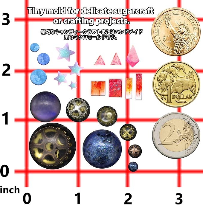 FUNSHOWCASE Cabochon Gemstone Silicone Mold for Fondant Cake Decoration, Polymer Clay Craft, UV Resin Epoxy Casting, Jewelry Making Shapes of Dome Circle Star Triangle Square Rectangle Bar 31-Cavity