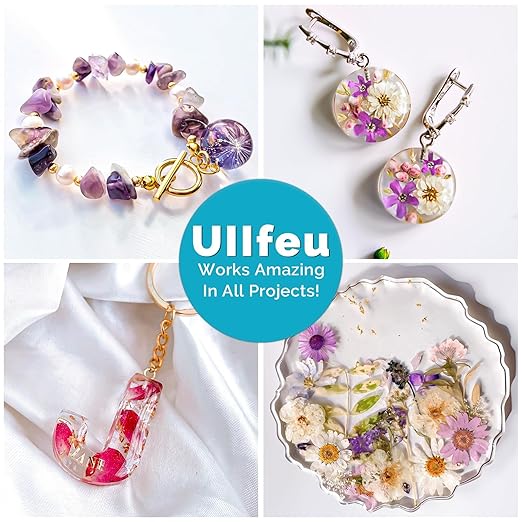 ULLFEU UV Resin 200g Bulk No Odor Upgrade Clear UV Epoxy Resin Kit Hard Fast Cure Jewelry Making Handmade DIY Craft Decoration Coating