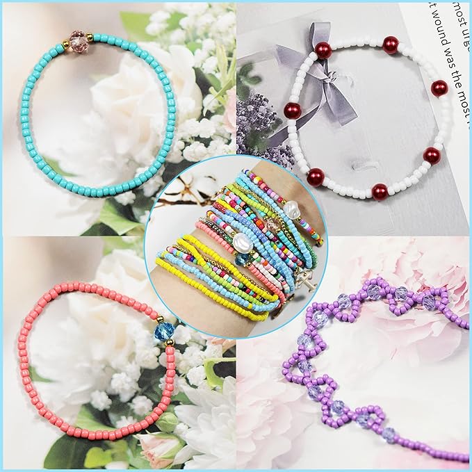 Glass Seed Beads Assorted Kit - Size 12/0 (2mm Tiny), 48 Multicolor Options (48,000pcs Total) with Organizer Box for Adult DIY Jewelry Making