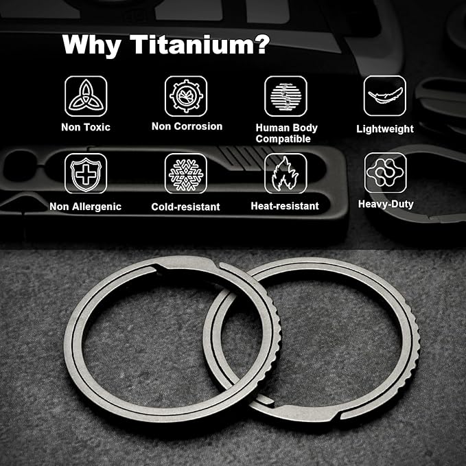 Titanium Key Rings Heavy Duty Side Push Split Key Chain Rings for Key Carabiner Quick Release Keychain Rings