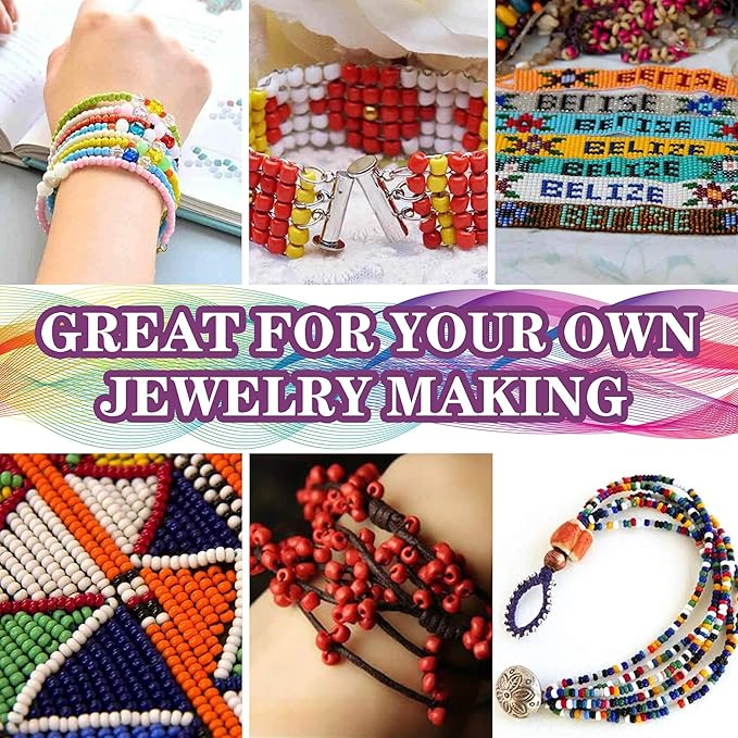 efivs arts Glass Seed Beads for Bracelet Making Kit, 24 Colors 6/0 4mm Small Beads Multicolor Beading Beads with Container Box for Jewelry Making - Approx 6000pcs