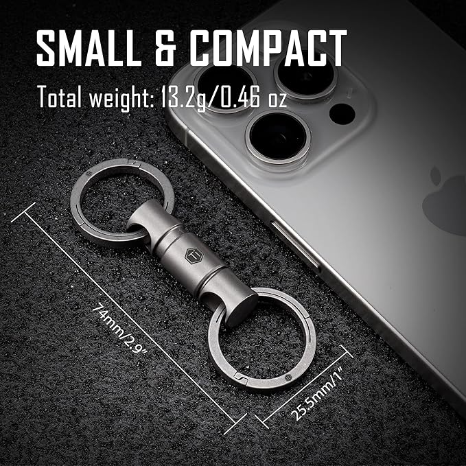 KeyUnity Detachable Key Ring Connector, Double-end Swivel Keychain Titanium Rotatable Key Organizer Linker for Carabine