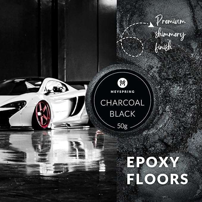 MEYSPRING Charcoal Black Mica Powder for Epoxy Resin - 50 Grams - Great for Resin Art and UV Resin - Epoxy Resin Color Pigment
