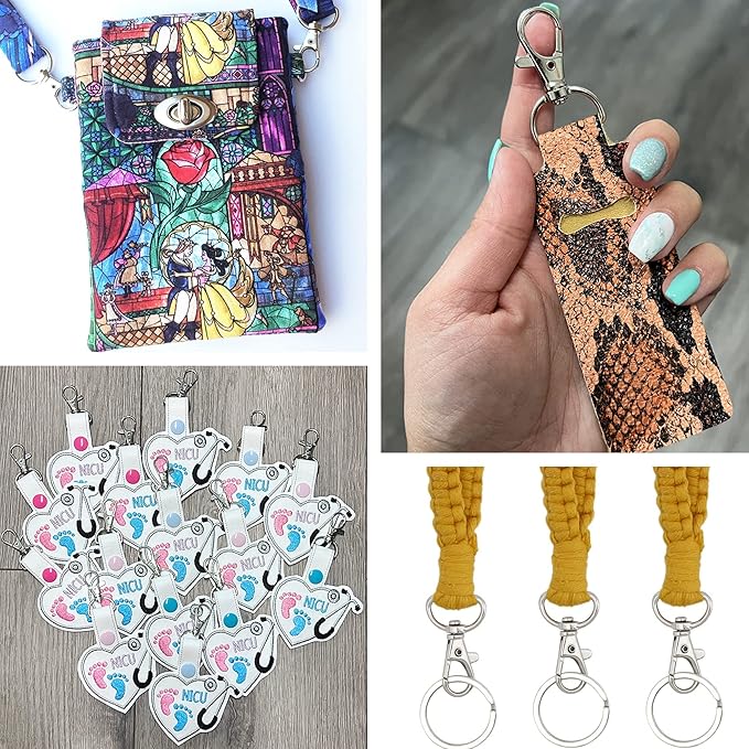 Swivel Snap Hook, 35 PCS Silver Lanyard Clips, Metal Lobster Claw Clasps Keychain Hook with 3/4 INCH D Ring for Macrame Keychain Swivel Clips for Making Key Fobs