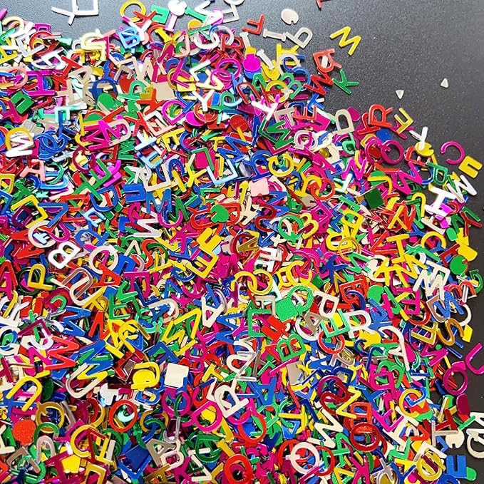 Letter Sequins Holographic Butterfly Party Glitter Snowflakes Figure Leaf Nail Art Decoration for Women Girls (30g Sequins-Letter)