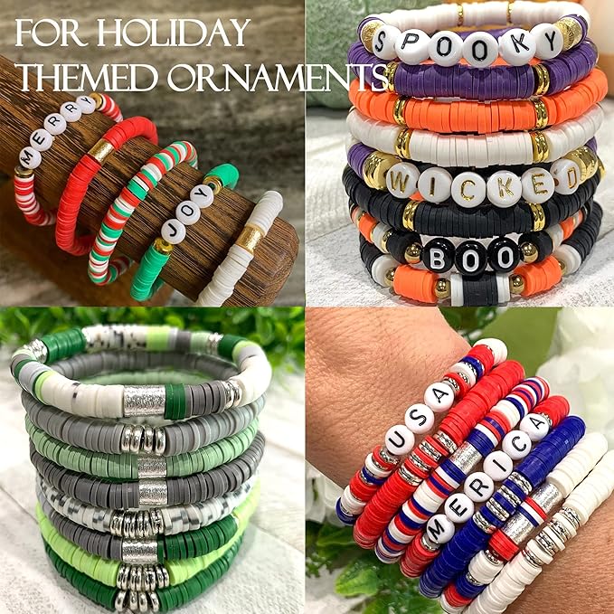 GREENTIME Clay Beads, 4500 pcs Flat Round Spacer Clay Beads Heishi Beads for Bracelets Making Kit Earring DIY Crafts for Holiday Presents (24Color 6 mm)