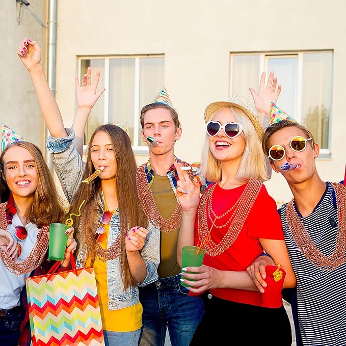 100PCS Mardi Gras Beads, Orange Bead Toy Necklaces Party Favors, 33" Necklaces Costume Accessories, Festival Parade Throw Accessories Mardi Gras Halloween Wedding Celebrations Decor