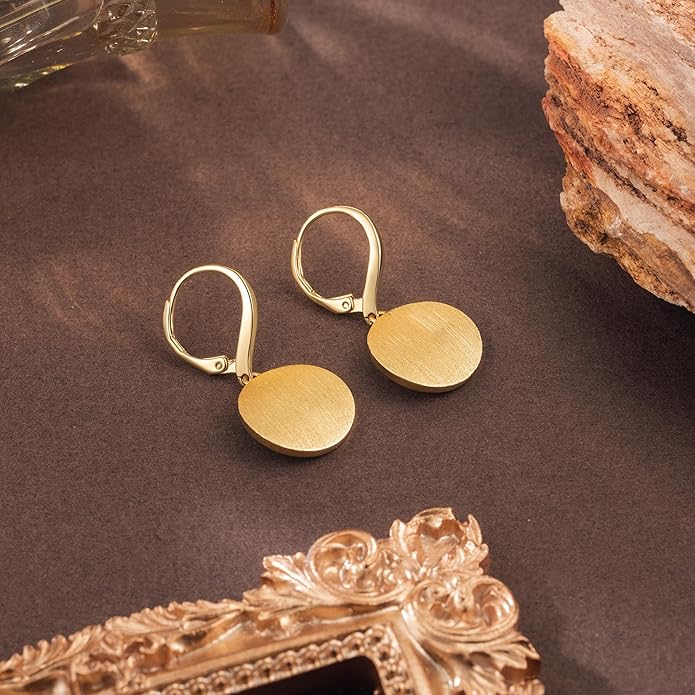 Cossa Dangle Earrings 14K Gold Drop Earrings for Women Disc Dangle Stylish Leverback Earring with Cubic Zirconia Drop Earring A Must-have Fashion Accessory