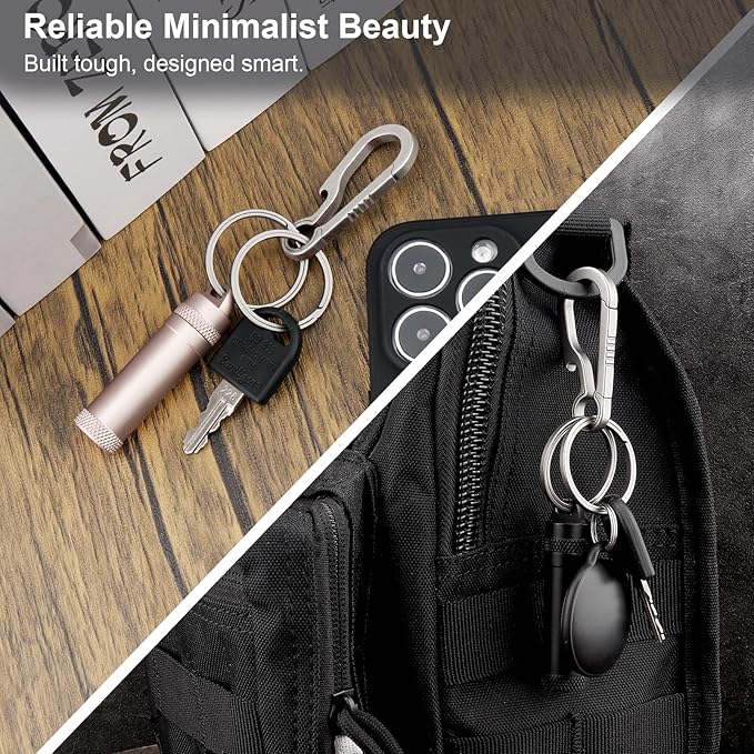 Titanium Key Rings Heavy Duty Side Push Split Key Chain Rings for Key Carabiner Quick Release Keychain Rings