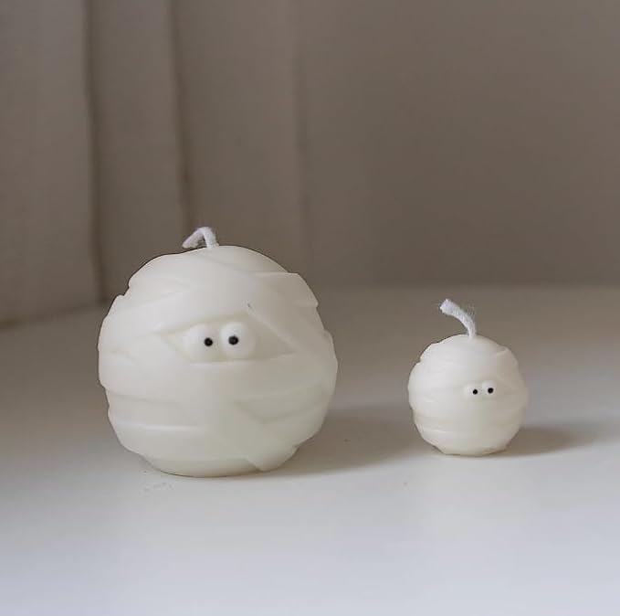 TOPYS 3 Pcs Halloween Candle Silicone Molds Set, DIY Letter Bat, Mummy Ball and 3D Pumpkin Container Mould for Candle Making, Wax Gypsum Ornament Resin Soap Chocolate Mold Home Decor