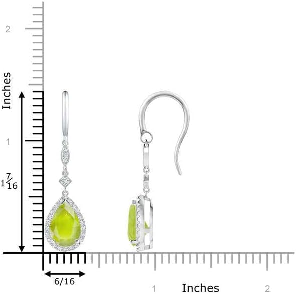 ANGARA Natural Peridot Earrings for Women | Pear-Shaped Peridot Drop Earrings with Diamond Halo in 14K Solid Gold/Platinum | August Birthday, Anniversary, Gemstone Jewellery Gift
