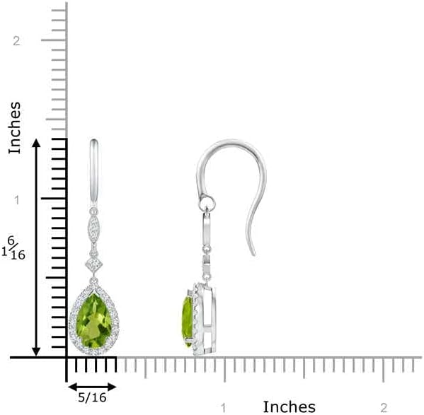 ANGARA Natural Peridot Earrings for Women | Pear-Shaped Peridot Drop Earrings with Diamond Halo in 14K Solid Gold/Platinum | August Birthday, Anniversary, Gemstone Jewellery Gift