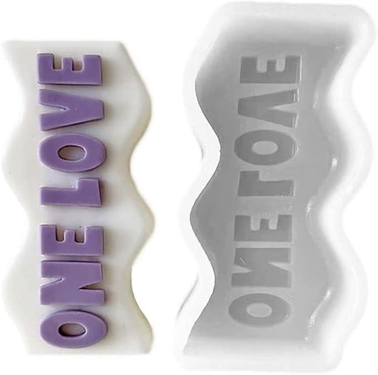 TOPYS Wave Alphabet Letter Pillar Silicone Candle Molds, DIY Casting Epoxy Letter Molds for Clay Resin Pendant Plaster Carving Making Aromatherapy White Elephant Gifts (one Love)