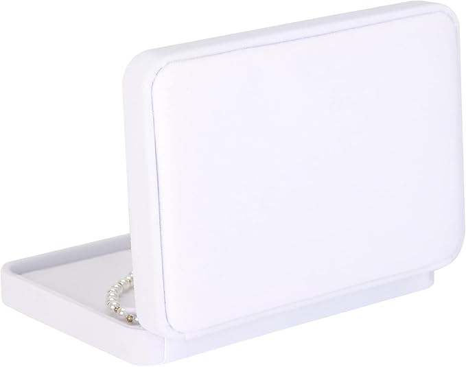 LETURE Large Velvet Jewelry Set Box, Big Necklace and Ring Earring Pendant Gift Box, Pearl Necklace/Chunky Necklace Jewelry Storage Case (White)