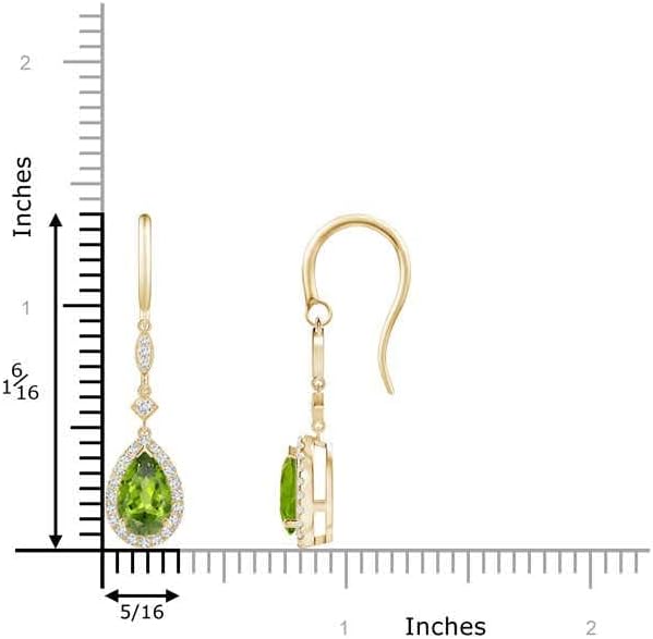 ANGARA Natural Peridot Earrings for Women | Pear-Shaped Peridot Drop Earrings with Diamond Halo in 14K Solid Gold/Platinum | August Birthday, Anniversary, Gemstone Jewellery Gift