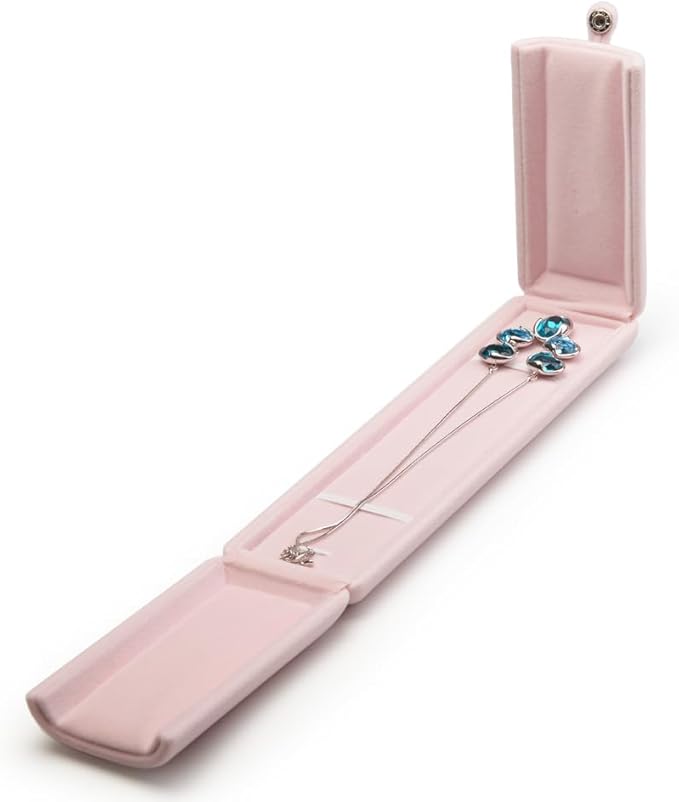 Oirlv Pink Velvet Jewelry Packaging Box Necklace Display Storage Case Necklace Gift Box