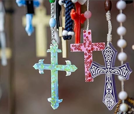 Cross Silicone Resin Molds,2 Pcs Epoxy Resin Cross Mold Polymer Clay Molds for Keychain DIY Craft Necklace Jewelry Pendant Making Gifts