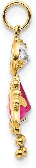 14K Yellow Gold January to December Month Boy and Girl Birthstone Charm Pendant Necklace or Bracelet (L- 20 mm/0.79 Inch, W- 10 mm/0.4 Inch)