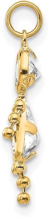 14K Yellow Gold January to December Month Boy and Girl Birthstone Charm Pendant Necklace or Bracelet (L- 20 mm/0.79 Inch, W- 10 mm/0.4 Inch)