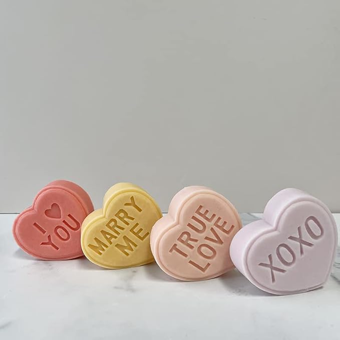 TOPYS Heart Alphabet Letter Silicone Candle Molds, DIY Casting Epoxy Letter Molds for Clay Resin Pendant Plaster Carving Making Aromatherapy Valentine's Day Gifts (Soulmate) 20221110-9