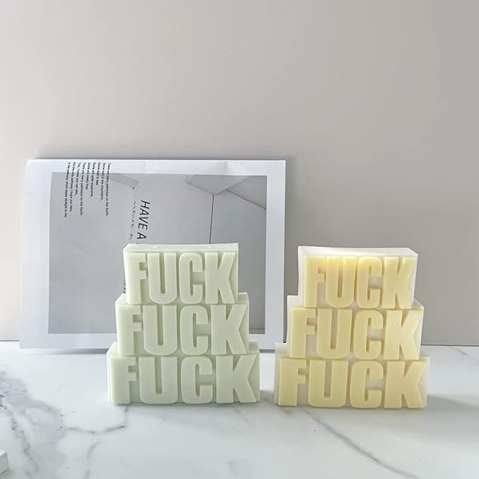 TOPYS Alphabet Letter Tower Silicone Candle Molds, DIY Casting Epoxy Letter Molds for Clay Resin Pendant Plaster Carving Making Aromatherapy White Elephant Gifts (Fuck Fuck Fuck)