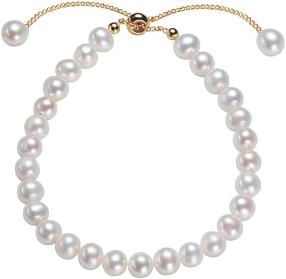 14K Gold over S925 Silver Pearl Bracelet, Freshwater Pearl Beaded Bracelet, Birthday, Mother's Day Gift for Mother, Wife, Girlfriend