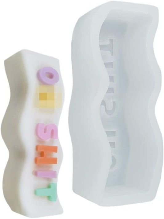 TOPYS Wave Alphabet Letter Pillar Silicone Resin Mold Candles Molds, Letter Candle Chocolate Mold for Resin Pendant Plaster Carving Making Aromatherapy White Elephant Gifts (OH Shit)