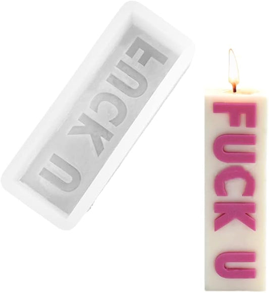 TOPYS Rectangular Alphabet Letter Pillar Silicone Resin Mold Candles Molds, Letter Candle Chocolate Mold for Resin Pendant Plaster Carving Making Aromatherapy Ornaments Handmade Gifts (Fuck u)