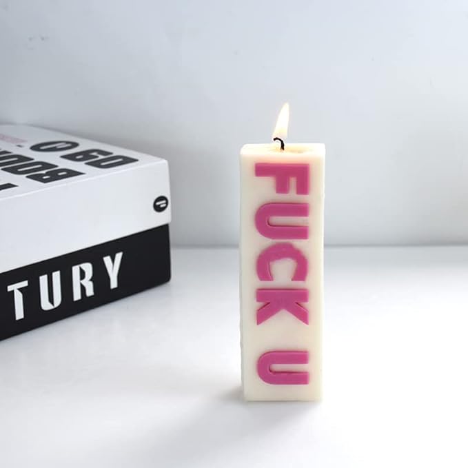 TOPYS Rectangular Alphabet Letter Pillar Silicone Resin Mold Candles Molds, Letter Candle Chocolate Mold for Resin Pendant Plaster Carving Making Aromatherapy Ornaments Handmade Gifts (Fuck u)