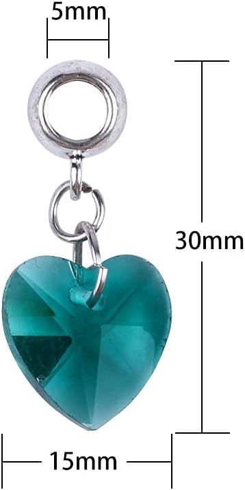 60 Pieces Assorted European Beads with Plating Silver Metal Alloy Rhinestone Large Hole Spacer Beads for DIY Charm Bracelet Jewelry Making (Alloy Glass Assembly)