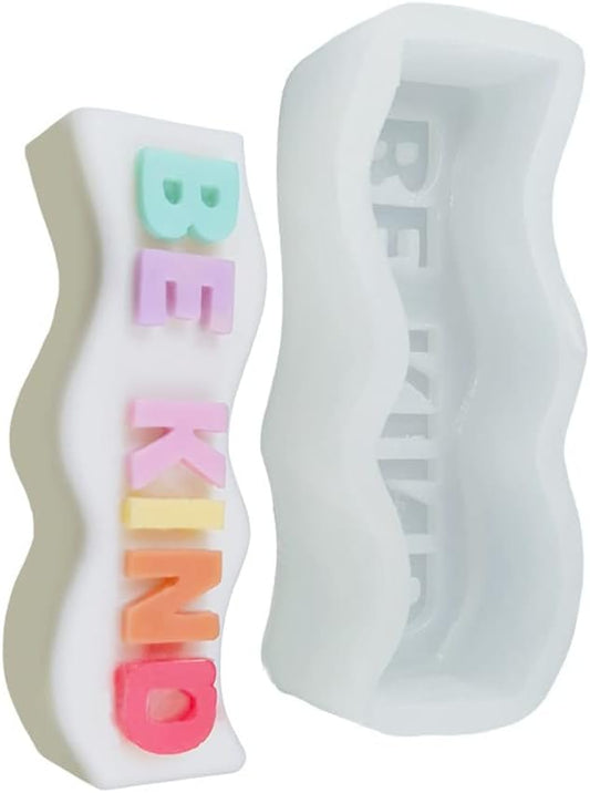 TOPYS Wave Alphabet Letter Pillar Silicone Resin Mold Candles Molds, Letter Candle Chocolate Mold for Resin Pendant Plaster Carving Making Aromatherapy White Elephant Gifts (BE Kind)