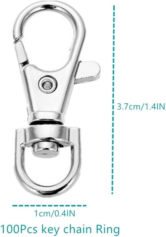 120PCS Premium Swivel Lanyard Snap Hook with Key Rings, Metal Keychain Hooks for Jewelry Making, Crafts (Silver)