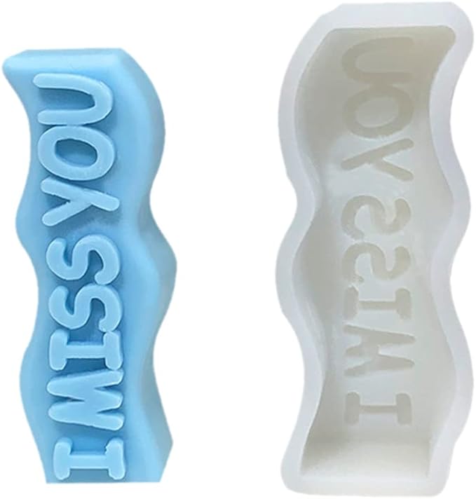 TOPYS Wave Alphabet Letter Pillar Silicone Candle Molds, DIY Casting Epoxy Letter Molds for Clay Resin Pendant Plaster Carving Making Aromatherapy White Elephant Gifts (i Miss You)