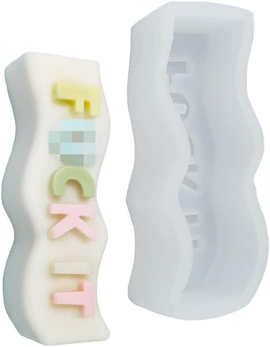 TOPYS Wave Alphabet Letter Pillar Silicone Resin Mold Candles Molds, Letter Candle Chocolate Mold for Resin Pendant Plaster Carving Making Aromatherapy White Elephant Gifts (Fuck IT)