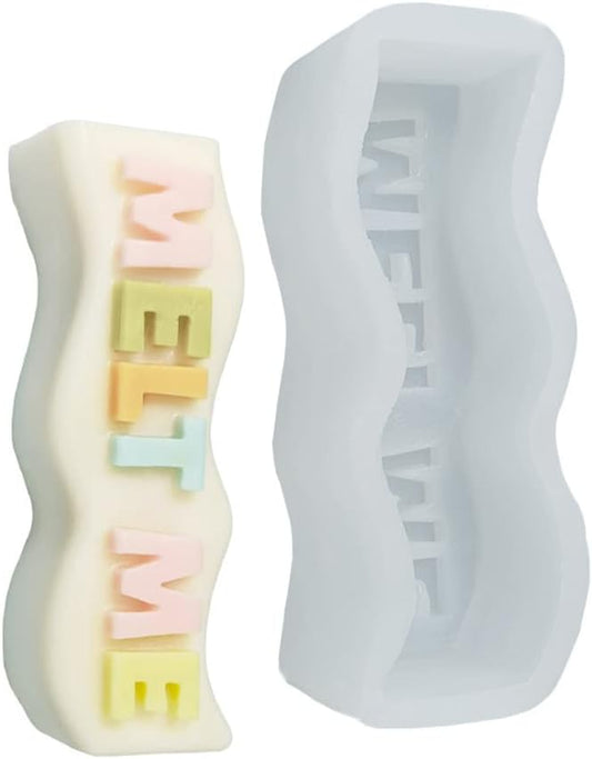 TOPYS Wave Alphabet Letter Pillar Silicone Resin Mold Candles Molds, Letter Candle Chocolate Mold for Resin Pendant Plaster Carving Making Aromatherapy White Elephant Gifts (MELT ME)